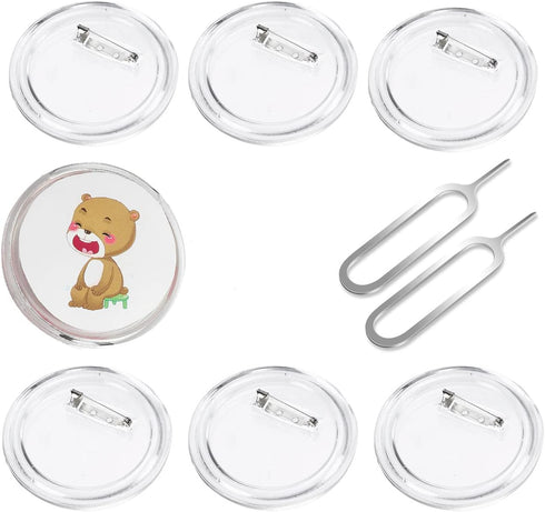 18 Pack Button Badge 2.36inch With Removal Tool Eject Pin, Clear Plastic Button With Pin for DIY Crafts, Children's Activities, Team Mark of Outdo...
