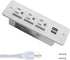 Conference Recessed Power Strip with USB Mountable Power Outlet Built in Desktop Workbench Drawer Cabinet 10'ft Heavy Duty Power Cord White...