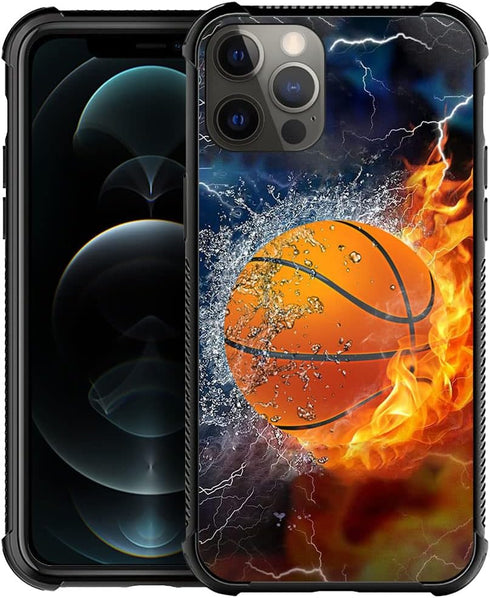 DAIZAG Case Compatible with for iPhone 13 Mini Ice Fire Basketball Phone Case Shockproof Soft TPU Phone Case for Boy Men Gift Case for iPhone 13 M...