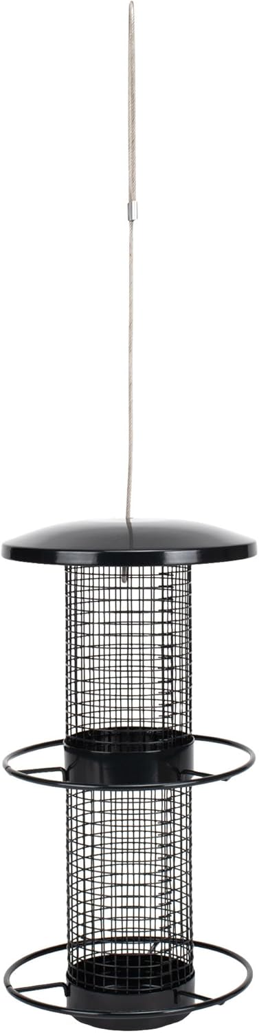Nat & Jules Large Matte Black 11 inch Metal Hanging Outdoor Bird Feeder...