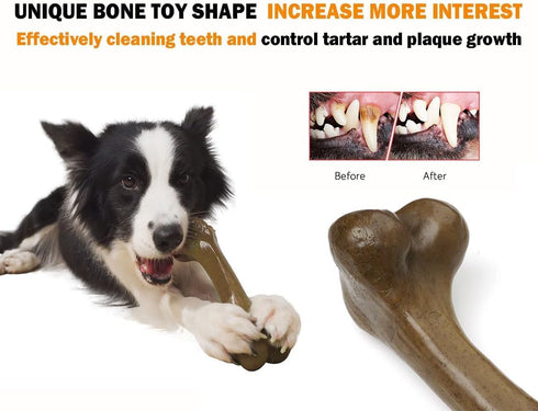 Tough Dog Toys for Aggressive Chewers, Indestructible Dog Toys, Nylon Dog Bones, Durable Tough Puppy Teething Toys, Interactive Dog Toys for Mediu...