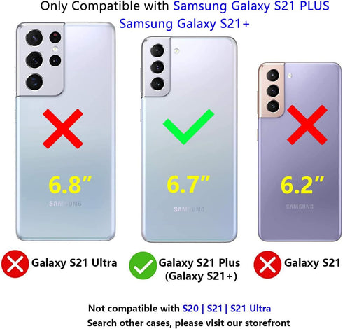 Military Grade Drop Impact for Samsung Galaxy S21 Plus Case 360 Metal Rotating Ring Kickstand Holder Armor Heavy Duty Shockproof Case for Galaxy S...