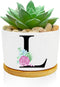 Plant Lover Gifts for Women,L Initial Plant Pot 3.15” Funny Ceramic Cactus Flower Planters with Drainage,Personalized Monogram Succulent Gifts for...