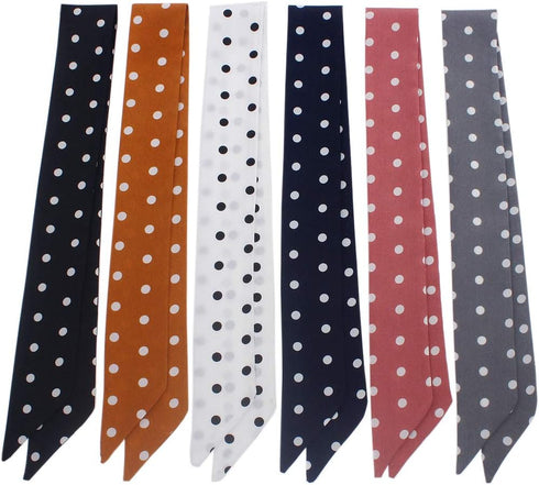 6Pcs Creative Small Dot Pattern Bag Handbag Handle Ribbon Scarf Hair Head Band Neck Scarf Neckerchief Scarf Fashion Gifts...