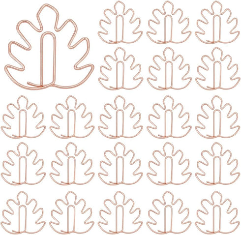 CRASPIRE 80Pcs Leaf Paper Clips Tortoiseshell Leaf Binder Paperclips Clamps Bookmark Clips Rose Gold Planner Dispenser with Box for Office Supplie...