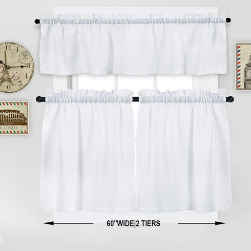 Curtain Valance,Waffle Weave Waterproof Window Valance for Bathroom,Rod Pocket Tailored Kitchen Valance Curtain Cafe Curtains - 60" x 15", White, ...