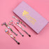 Alice in Wonderland Makeup Brush Set,5pcs Cute Alice Flower Makeup Brushes with Premium Synthetic Fiber and Metal Handle for Blush, Foundation, an...
