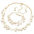 Gold Layered Pearl Necklaces for Women Faux Pearls Necklace Bracelet Earring Set for Women Girls Multi Layered Pearl Choker Necklaces...