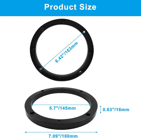 2 Pcs Universal Fit Car Speaker Spacer 6.5 Inch Adaptor Ring Mounting Bracket Plastic Car Stereo Speakers Spacer(Black)...