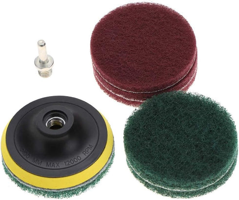 Drill Brush Power Scouring Pads, 4in 100mm Drill Power Brush Tile Scrubber Scouring Pads Cleaning Kit, Drill Attachment Cleaner Tool with Shaft...
