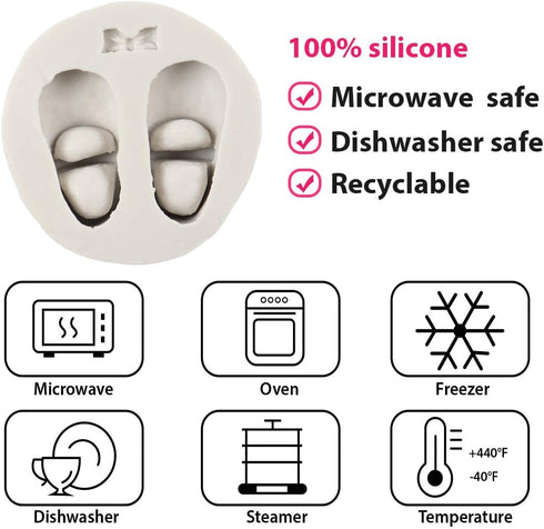 Baby Foot Print Silicone Molds Baby Shoes Fondant Mold For Baby Shower Cake Decoration Cupcake Topper Chocolate Candy Polymer Clay Gum Paste...