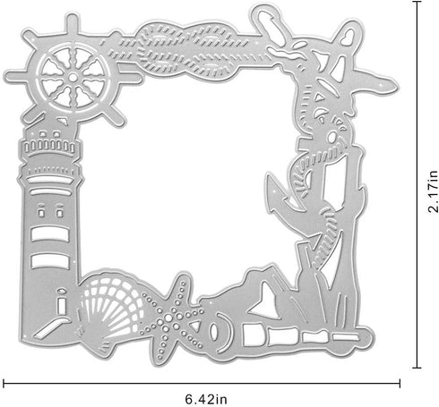 Metal Shell Ocean Element Background Frame Cutting Dies,Ocean Element Shell Starfish Telescope Sea Die Cuts Template Mould for DIY Scrapbooking Al...