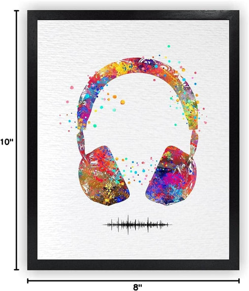 Dignovel Studios 8X10 Unframed Headset with Sound Wave Headphone Game Room Watercolor Print Archival Fine Art Print Nursery Wall Art Home Wall Dec...