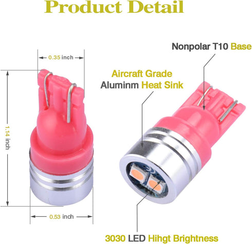iBrightstar Extremely Bright 3030 Chipsets 168 175 194 2825 W5W T10 Wedge LED Bulbs for License Plate Interior Map Dome Trunk Lights, Purple...