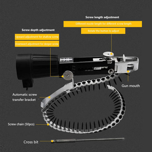 Automatic Nail Gun Adapter, Professional Automatic Screw Spike Chain Adjustable for Electric Drill Attachment...