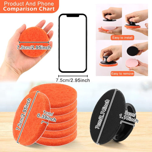 Griddle Cleaning Kit, 7 Scrubber Pads + 1 Handle, Reusable Scouring Pad, Multi-Purpose Scrubber for Pots, Pans, Grills, Ovens, Sinks...