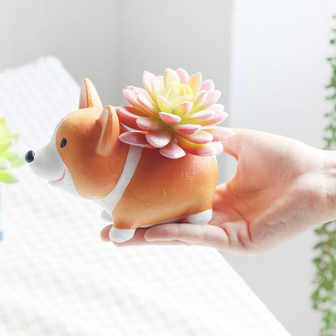BESSEEK Corgi Flower Pot, Valentine's Day Gifts Cute Plant Pots Animal Planter Cartoon Dog Shaped Container for Home Garden Office Desktop Deco wi...