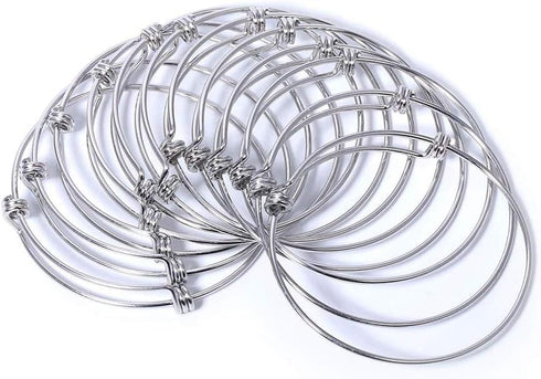 Serdokntbig Yumei Jewelry Adjustable Wire Blank Bangle Bracelet for Womens DIY Jewelry Making,2.6 Inch,Pack of 20...