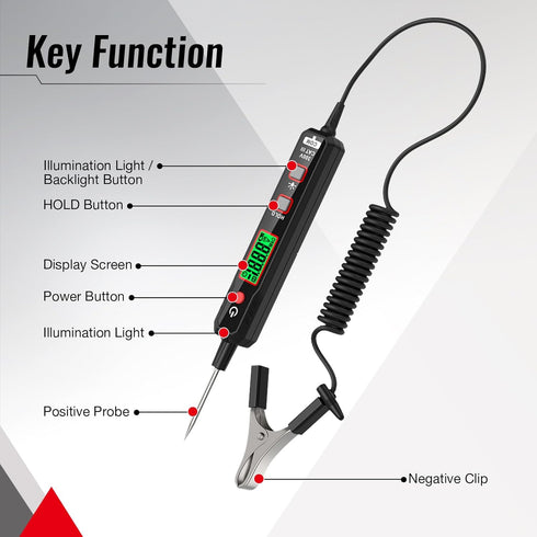 Test Light Automotive, HABOTEST 0.8V-100V DC Buzzer Circuit Tester with Sharp Probe, Bidirectional Voltage Tester with Flashlight, Electric Test P...