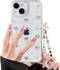 Phone Case for iPhone 15 Plus 14 Plus Clear Glitter Cute Bow Knot Aesthetic Girly Phone Case with Phone Charms Chain Bracelet Soft Protective Cove...