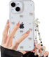 Phone Case for iPhone 15 Plus 14 Plus Clear Glitter Cute Bow Knot Aesthetic Girly Phone Case with Phone Charms Chain Bracelet Soft Protective Cove...