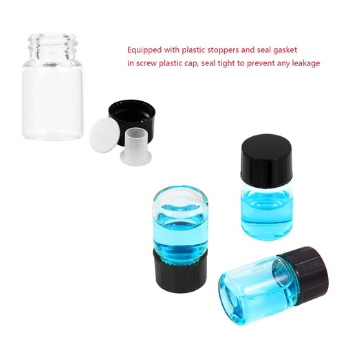 2ml Clear Glass Vials with Screw Caps and Plastic Stoppers, 1/2 Dram Small Liquid Sample Vial, Leak-Proof Vial, 25PCS...