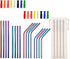 Lazycorner 16 Pcs Short Metal Straw, 6mm 5.5" 6.5" Kids Reusable Straw Silicone Tips Cleaner, Mini Small Stainless Steel Straws Fit 8 10 12 oz Tum...