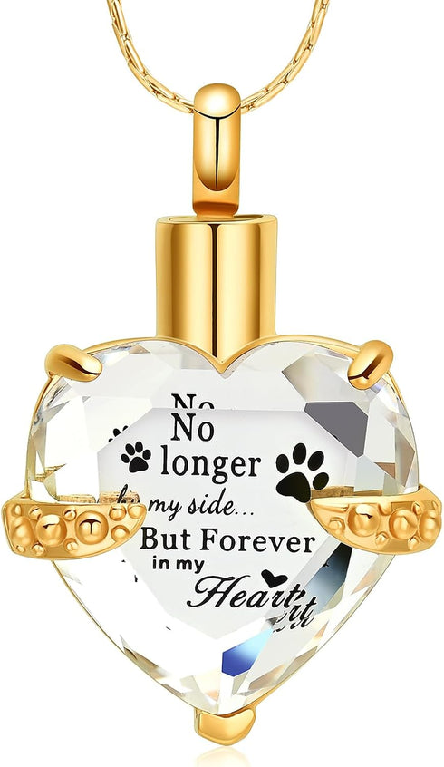 constantlife Cremation Jewelry for Ashes, My Best Friend Heart Shape Memorial Urn Necklace Stainless Steel Crystal Pendant Ashes Holder Keepsake...