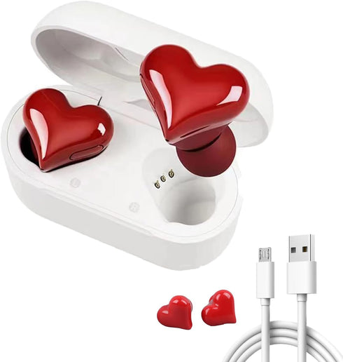 Dpofirs Wireless Earbuds, Heart Shaped Stylish Lightweight Noise Canceling Stereo in Ear Bluetooth Earphones, Includes Charging Case and 6 Ear Tip...