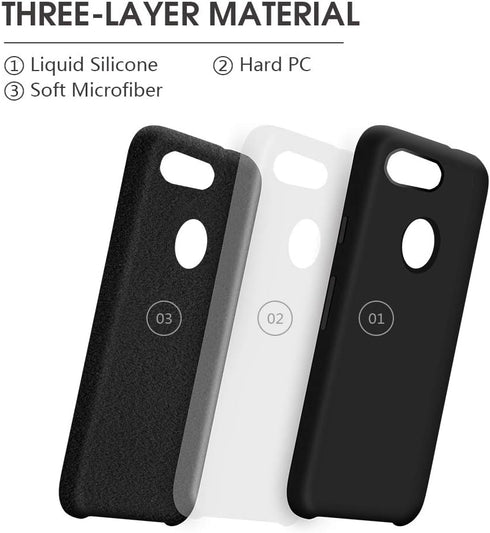 ABITKU Pixel 3 Case, Pixel 3 Phone Case, Thicken Silicone Gel Rubber Case Soft Microfiber Cloth Lining Cushion Compatible for Google Pixel 3 (Blac...