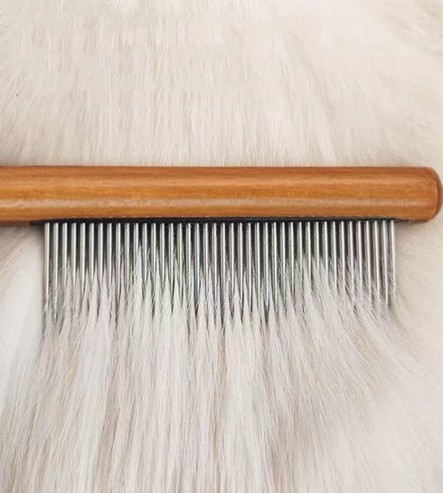 Dematting Comb for Dogs,Cat Flea Comb,CISHNOU Solid Wood Pet Comb Grooming Tool Dematting Comb for Cats,Dogs and rabbits (Dual teeth) (Single toot...