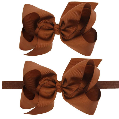 Baby Girls Infant Headbands With Kids Hair Bows(16) (Brown)...