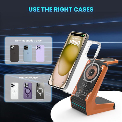 3 in 1 Wireless Charging Station for MagSafe:JoyGeek Magnetic Charge Stand for iPhone Apple 15 14 13 12 Pro/Pro Max/Plus/Mini- Fast Wireless Charg...