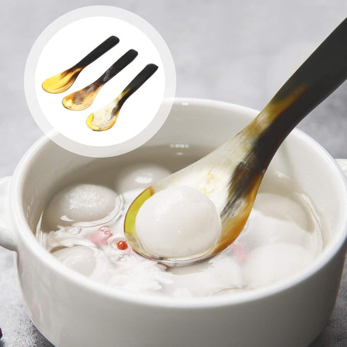 Hemoton 3PCS Caviar Mother of Pearl Teaspoons Soup Ox Horn Serving for Caviar, Ice Cream, Dessert,Espresso Coffee,Egg...