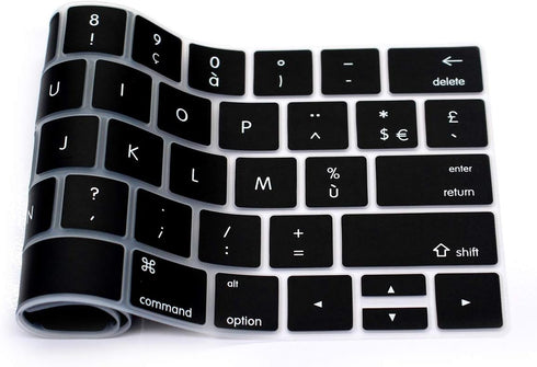 USA Version Silicone French AZERTY Language Keyboard Cover for MacBook Pro 13 15 inch 2019 2018 2017 and 2016 with Touch Bar and Touch ID Model: A...