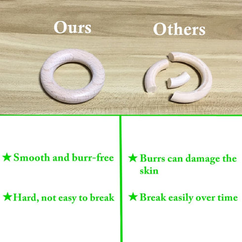 Natural Beech Wood Rings, 10 Pcs Unfinished 5cm Solid Wooden Rings Circles Without Paint for Craft, Connectors Jewelry Making...