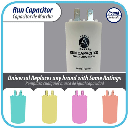 Appli Parts Run Capacitor for electric motors 15 Mfd uF (microfarads) 250VAC Plastic Case with terminals CBB60 Round Universal fit water pumps and...