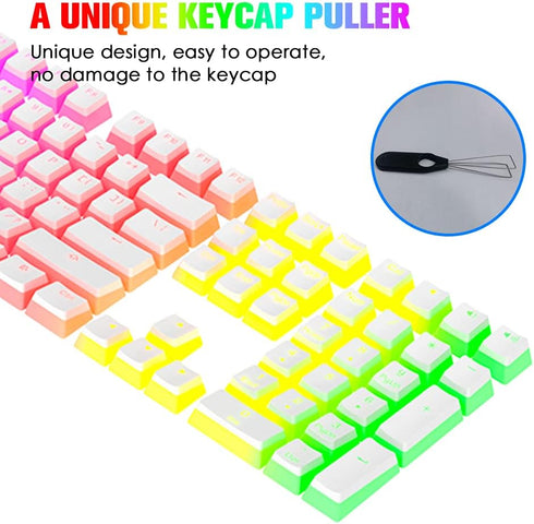 Pudding Keycaps Double Shot PBT Keycap Set with Translucent Layer,for 104 87 61 Keys RGB Backlit Mechanical Keyboards,OEM Profile,US Layout-White...