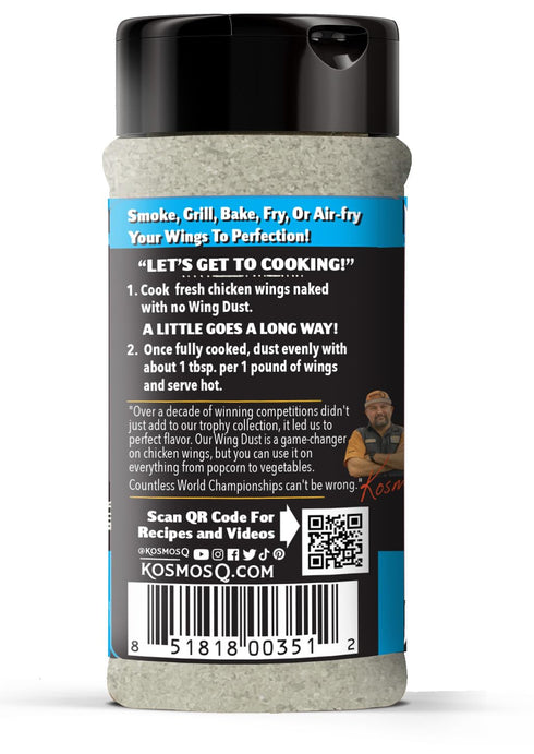 Kosmos Q Salt & Vinegar Seasoning Wing Dust, Salt & Vinegar Chicken Wing Seasoning For Chicken, Popcorn, Fries, & More, Savory & Tangy Flavor, Dry...