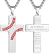 Baseball Cross Necklace for Boys Men, Stainless Steel Cross Pendant Chain 24 Inches, Inspirational Bible Verse Quote Religious Gift...