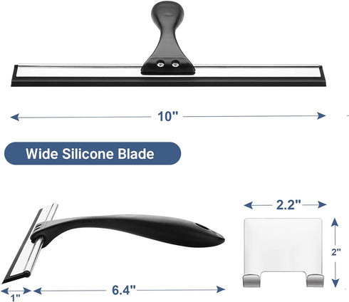 AmazerBath Squeegee for Shower Glass Door, Shower Squeegee for Glass Doors - All-Purpose Squeegee with Hook for Shower Doors, Windows, Mirrors, Ti...
