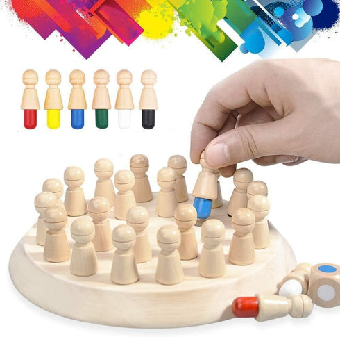 Wooden Memory Chess Matching Game: Family Board Games for Kids and Adults, Montessori Preschool Learning Educational Toy for Toddler 3 4 5 6 7 8+ ...