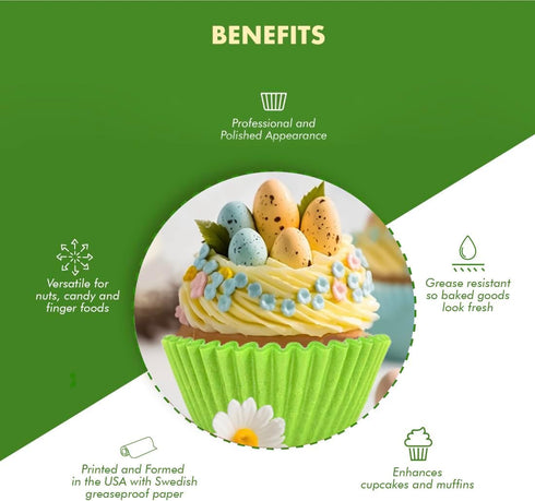 Regency Wraps Greaseproof Professional Grade Baking Cups, Pack of 40, Standard Liners, Lime Solid, for Cupcakes, Muffins, Candy, Non Stick...