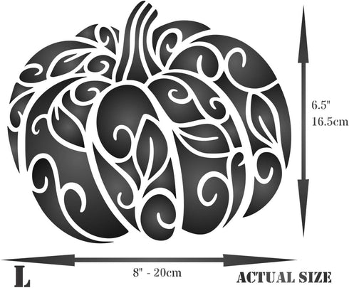 Fancy Pumpkin Stencil, 8 x 6.5 inch (L) - Decorative Halloween Thanksgiving Vegetable Pumpkin Stencils Template for Painting...
