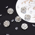 FINGERINSPIRE 6PCS 26.5MM Flower Brass Rhinestone Shank Buttons Crystal Silver Color Sew On Buttons with 1-Hole and Flat Back, Fashion Claw Rhines...