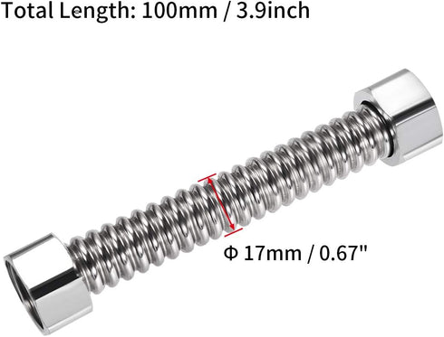 uxcell Corrugated Stainless Steel Flexible Water Line 3.9inch Long G1/2 Female Threaded Connector with Washer, 4pcs...
