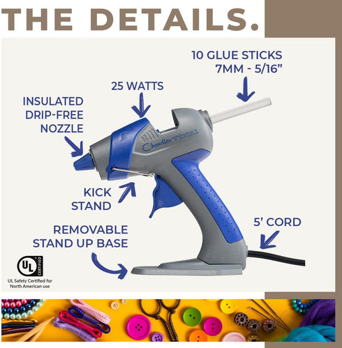 Mini Hot Glue Gun Kit - 25W Small Size Stand up High Temp Hot Melt GlueGun Set with 10 Mini Glue Gun Sticks for Glue Gun, Fine Tip Adhesive Silico...