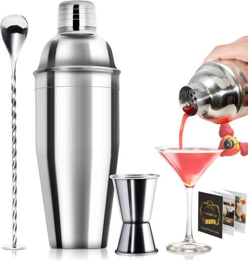 24oz Cocktail Shaker Bar Set - Professional Margarita Mixer Drink Shaker and Measuring Jigger & Mixing Spoon Set - Professional Stainless Steel Ba...