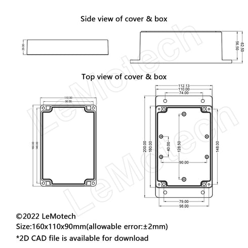 Junction Box IP65 Waterproof Dustproof ABS Plastic Universal Electric Project Enclosure with Fixed Ear Black 6.3x4.3x3.5 inch (1pc)...