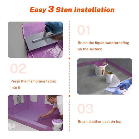 Waterproofing Membrane Fabric, 6 Inch X 75 Foot Roll Anti-Fracture Membrane Fabric, Non-Woven Waterproof Fiberglass Mesh Tape for Bathroom Shower ...